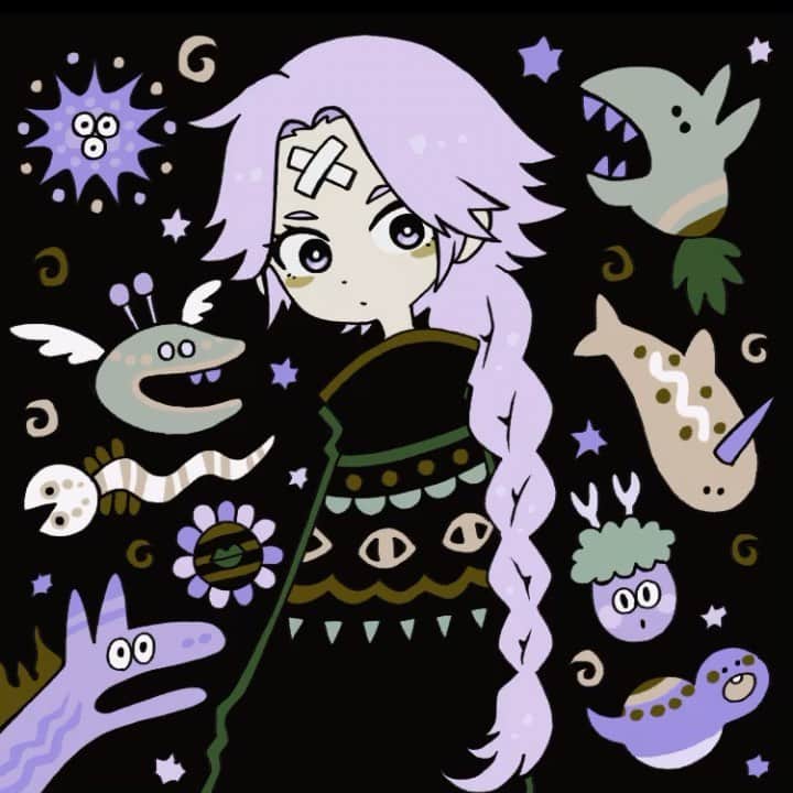 北極まぐのインスタグラム：「夜のトモダチ #illustration #artworks」