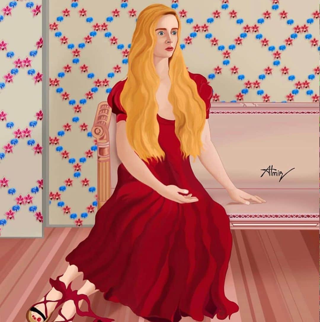 ブリット・マーリングのインスタグラム：「Nina Azarova drawing made by @almir_lion_drawings after watching Part II @the_oa 🖤」