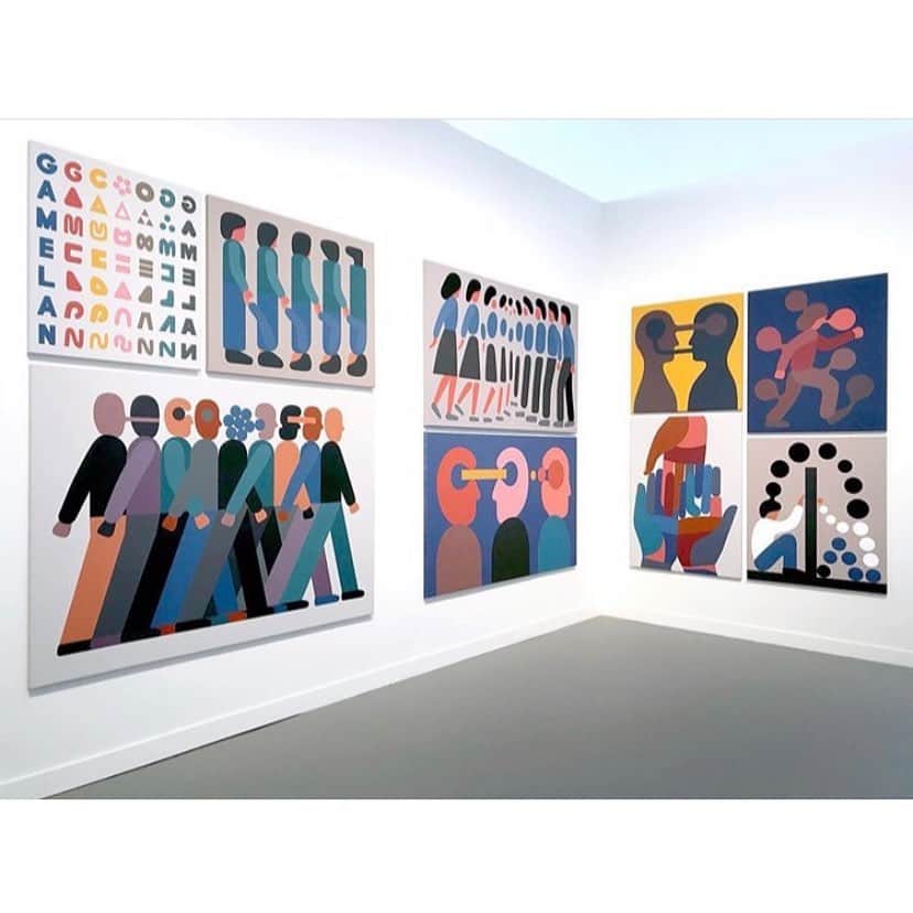 ジェフ・マクフェトリッジのインスタグラム：「Installed! at Independent Fair NY with Cooper Cole on the 5th Floor... new paintings... Image Based Gamelan (2020)」