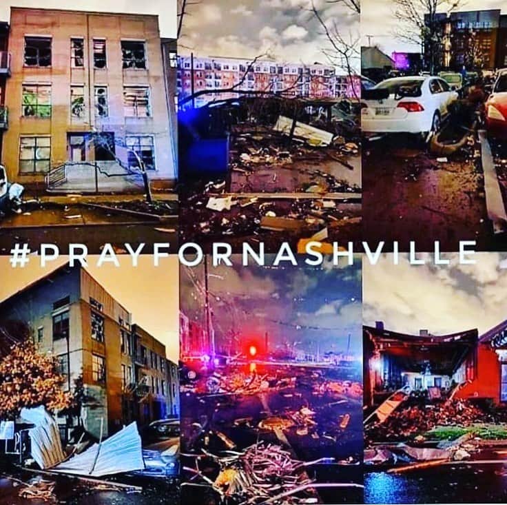 のインスタグラム：「It’s absolutely shocking and so very saddening the devastation this tornado has caused to this beautiful place and its wonderful people. Please help in any way you can. Much Love.」