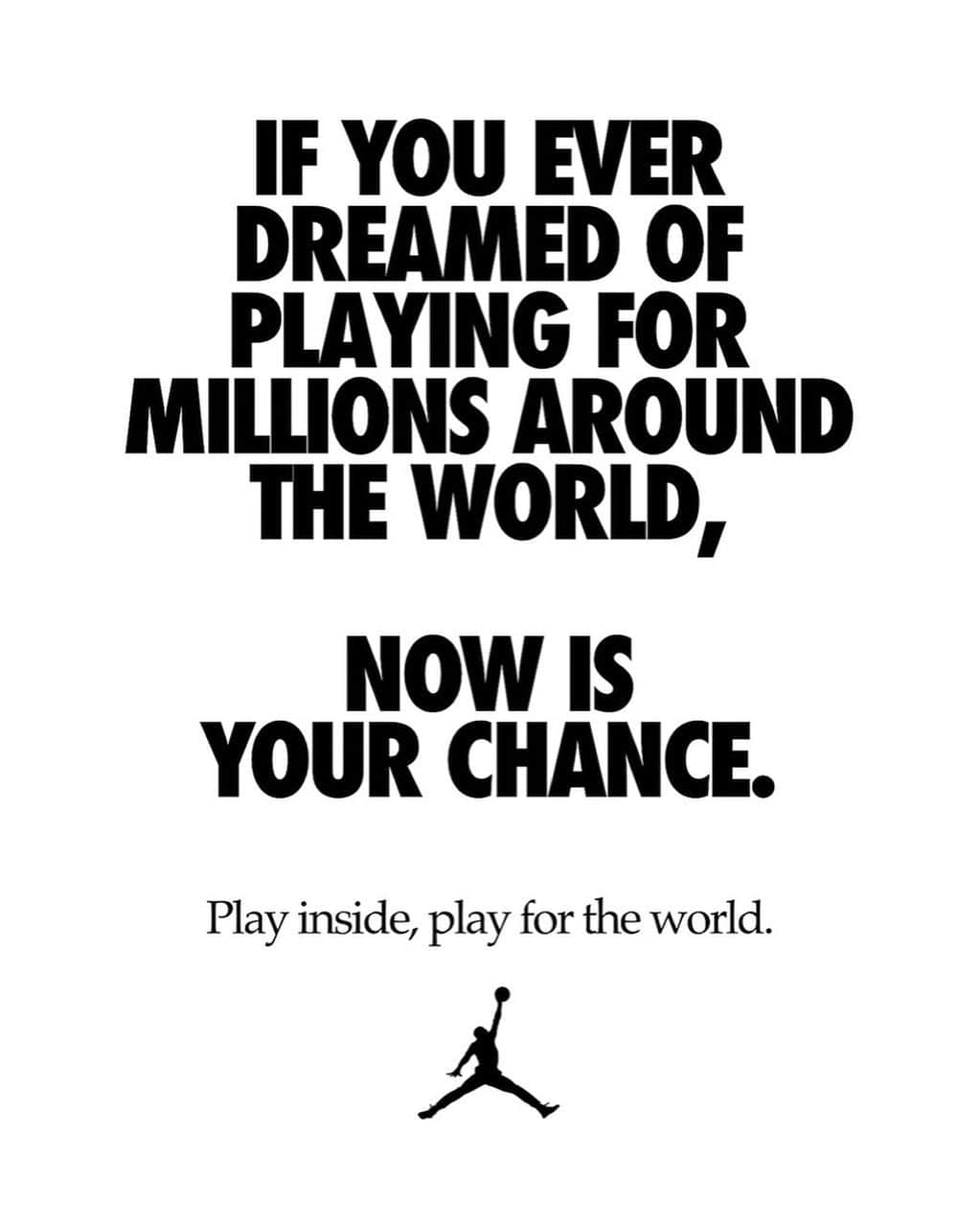 Jordanのインスタグラム：「Now more than ever, we are one family. #JUMPMAN #PlayInside #PlayForTheWorld」