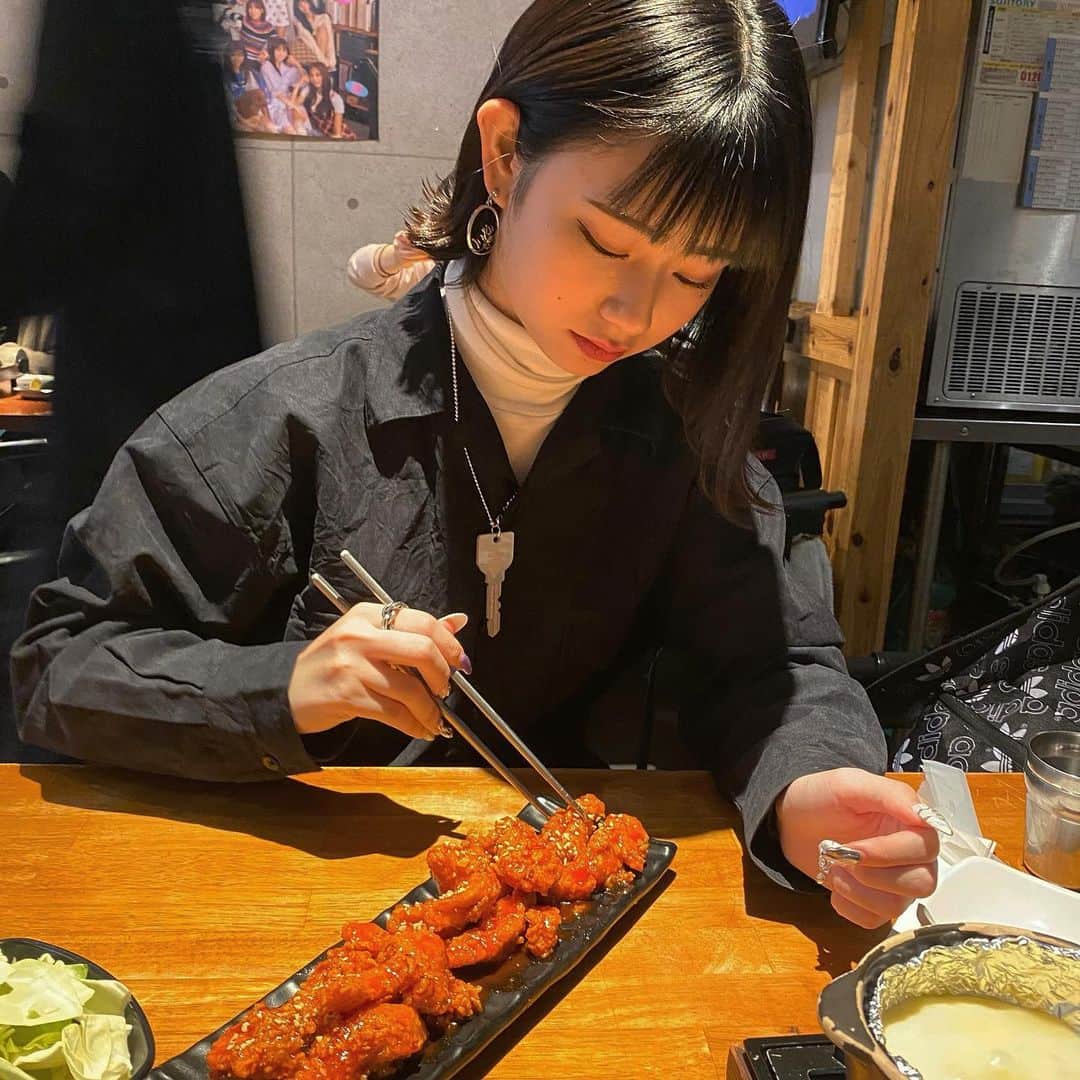かれんのインスタグラム：「ひかりんとやんにょむしたときの  #韓国料理 #新大久保」