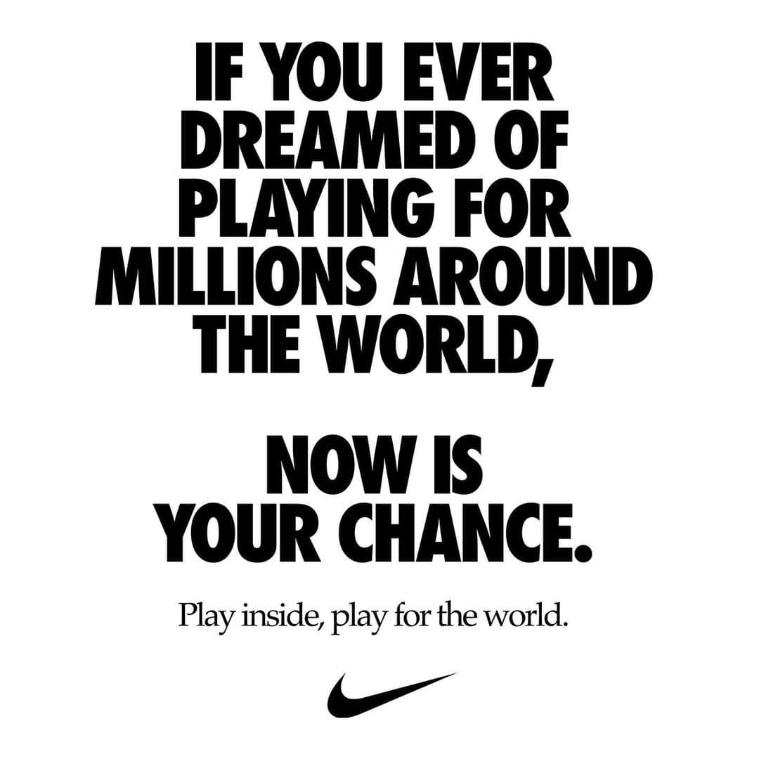 ケリーン・アコスタのインスタグラム：「Now more than ever, we are one team. #playinside #playfortheworld @nike」