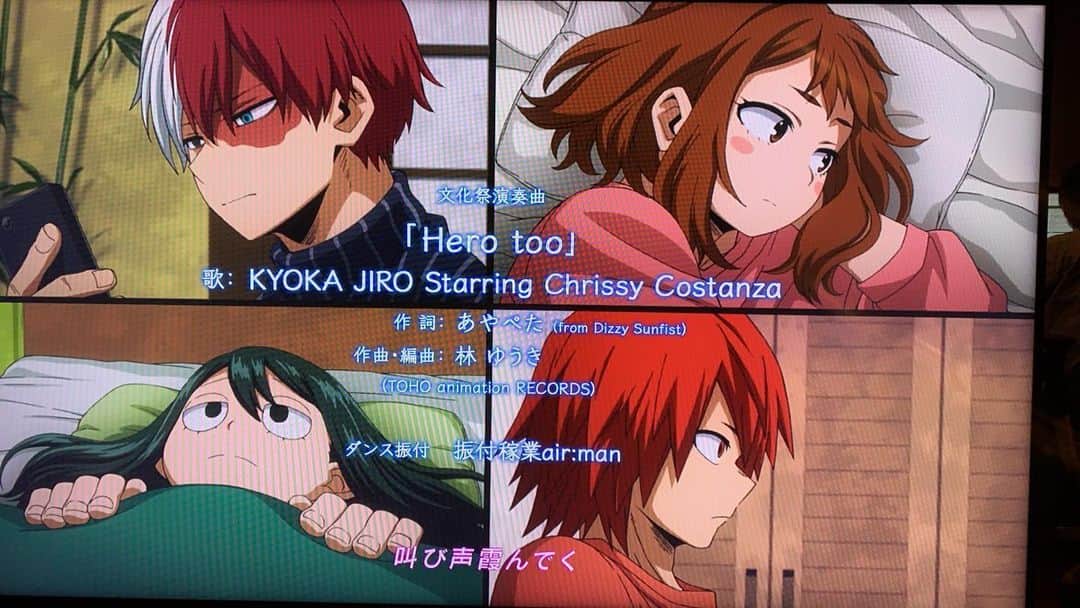 あやぺたのインスタグラム：「‪今日放送された『僕のヒーローアカデミア』4期文化祭編、雄英文化祭 ヒーロー科1年A組がパフォーマンスしたオリジナル曲「Hero too」‬の作詞をさせてもらいました！！ うちなりの耳郎の思いを歌詞にしました！ 歌はまさかのAGAINST THE CURRENTのChrissyが歌ってくれてます。やべぇ。 MVもあるので是非チェックしてみてください！！！ 良い曲だぁ、、、」