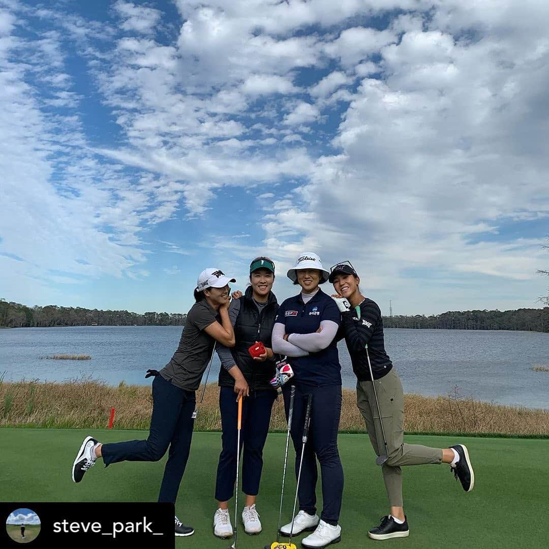 エイミー・ヤンのインスタグラム：「• Thank you for the invite @lydsko I had a blast!🤩💗💗💗 • Posted @withregram • @steve_park_ Today🏌🏻‍♀️🏌🏻‍♀️ @lydsko @jennifermsong @amyyanglpga @kangster1」