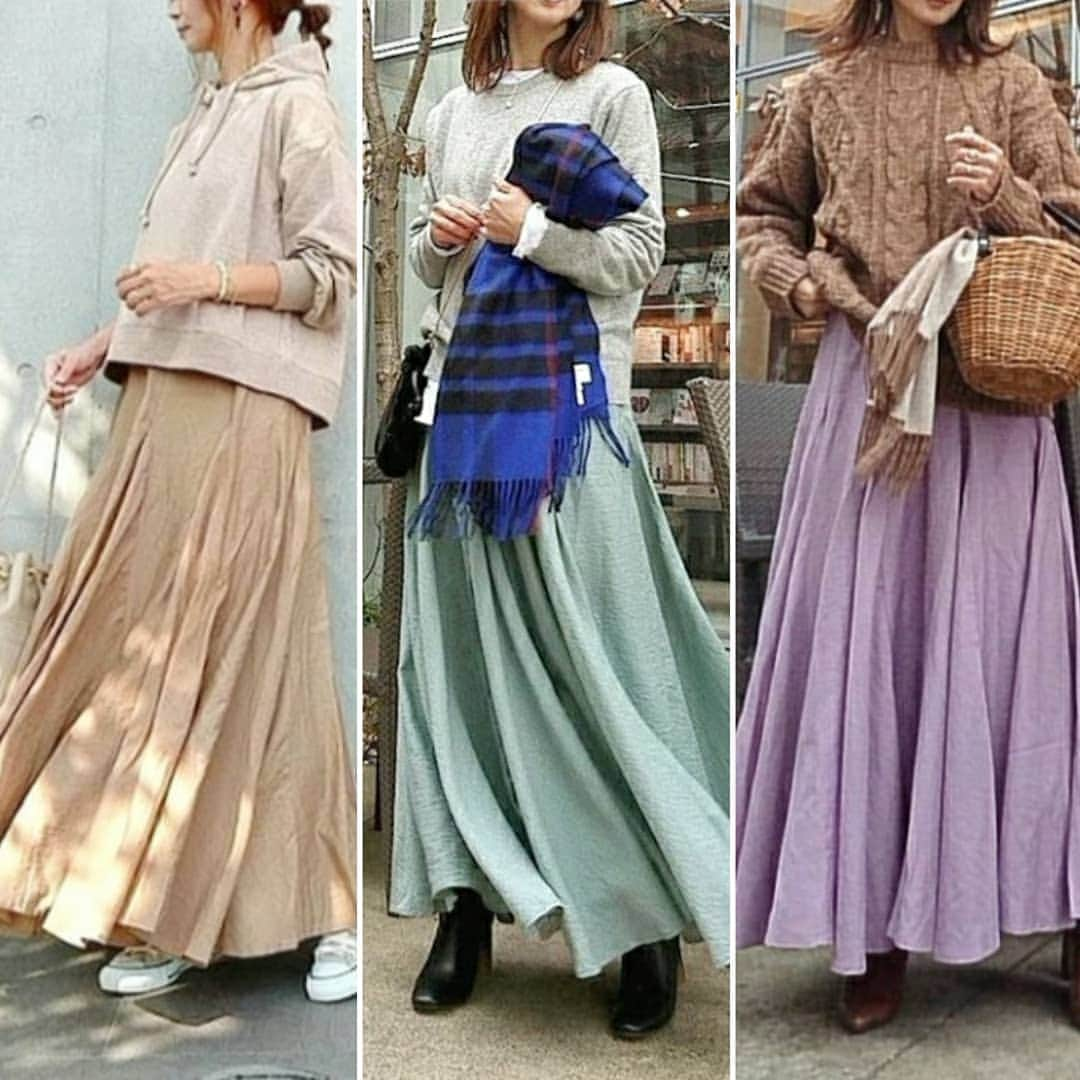 acoさんのインスタグラム写真 - (acoInstagram)「★☆★ meri maxi flare skirt . 大好きなスカート❤@meri.onlinestore .  3コーデ並べてみた😇 . tops/ @uniqlo_ginza @arholiday * *  ユニクロUもいつの間にか発売&完売  マスク買いに走ってる間に。。。 今日のブログはそんな話✏️ * * #meri#フレアマキシスカート#uniqloコーデ#ユニクロ#ユニクロコーデ#コーデまとめ #ママコーデ#春ファッション#春コーデ#coordinate#instafashion#ootd_kob#locari#ponte_fashion」3月7日 18時34分 - happy_acoaco