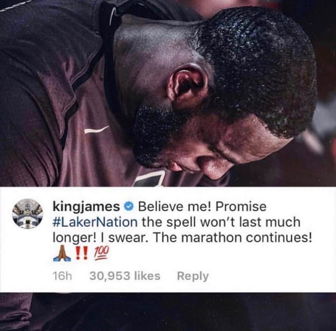 レブロン・ジェームズさんのインスタグラム写真 - (レブロン・ジェームズInstagram)「#LakerNation Wrote this to y’all last year March 24th when we were eliminated from the playoffs. Last night we clinched the playoffs! More work to do but Promise kept! 🙏🏾👑. 💜💛 #ThekidfromAKRON🤴🏾 #TheMarathonContinues🏁🙏🏾💙」3月8日 2時00分 - kingjames