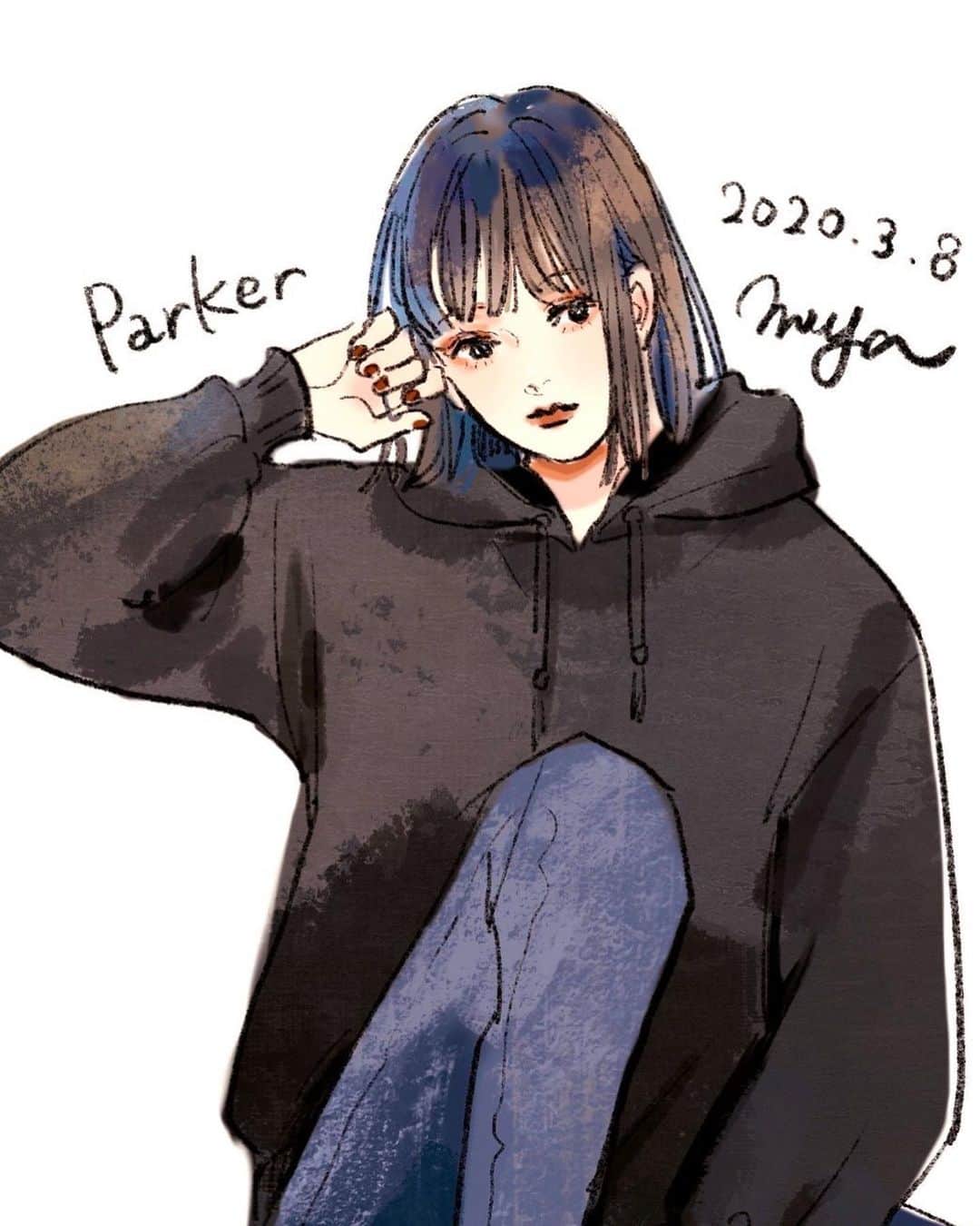 Miya ミヤマアユミ さんのインスタグラム写真 Miya ミヤマアユミ Instagram パーカーらくがき 3枚目はすっぴん寝起きのようなラフ Artwork Art Illust Illustration Draw Illustrator イラスト イラストレーター 落書き Miyamaayumi ミヤマアユミ
