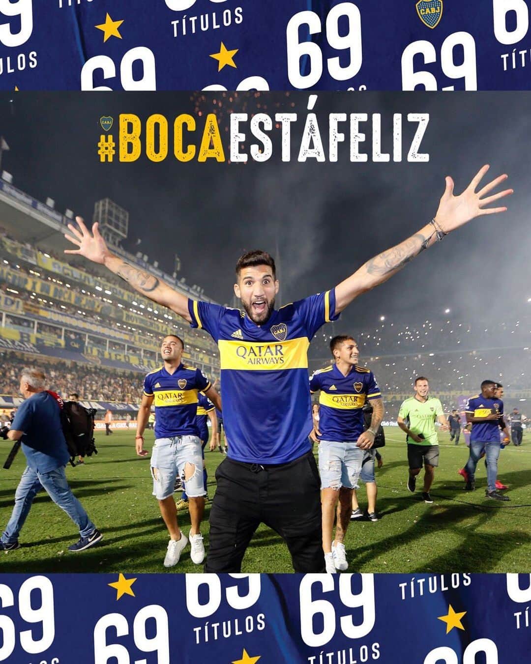 リサンドロ・ロペスのインスタグラム：「Boca ya salió CAMPEÓN!!!! Gracias equipo, gracias BOCA!!!!! 💙💛🏆」