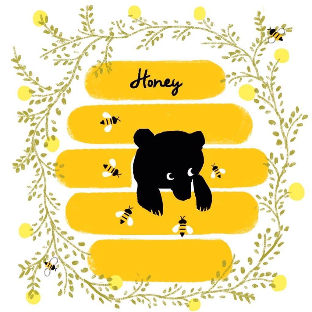 momoroさんのインスタグラム写真 - (momoroInstagram)「ハチミツの日 #honey #illustration #momoro#ももろ#ハチミツ」3月8日 13時37分 - momoro6666