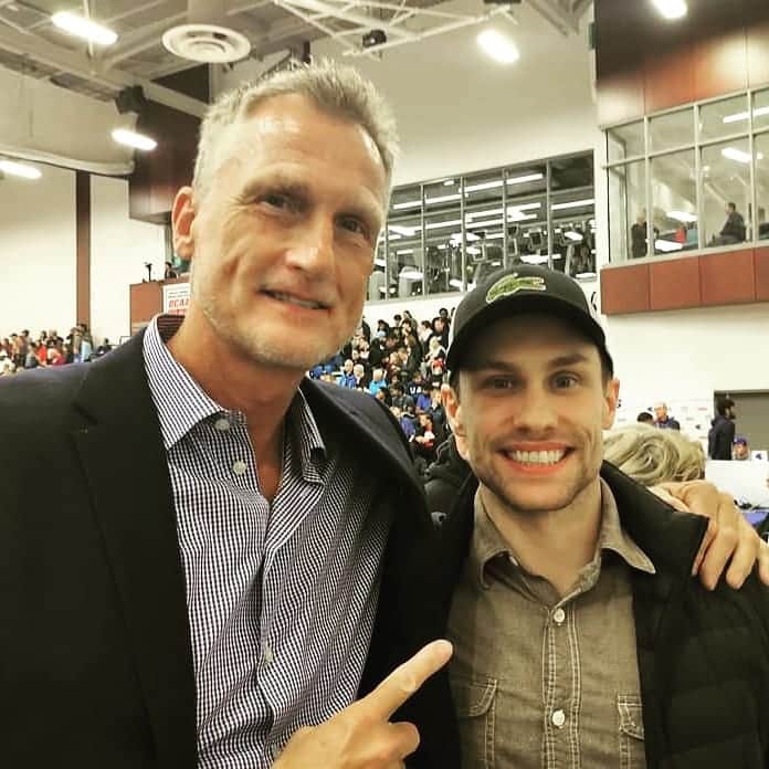 マイケル・マリナロのインスタグラム：「One week out from the world championships! Getting the pre game pep talk from the legend himself Leo Rautins! 🎉💪」