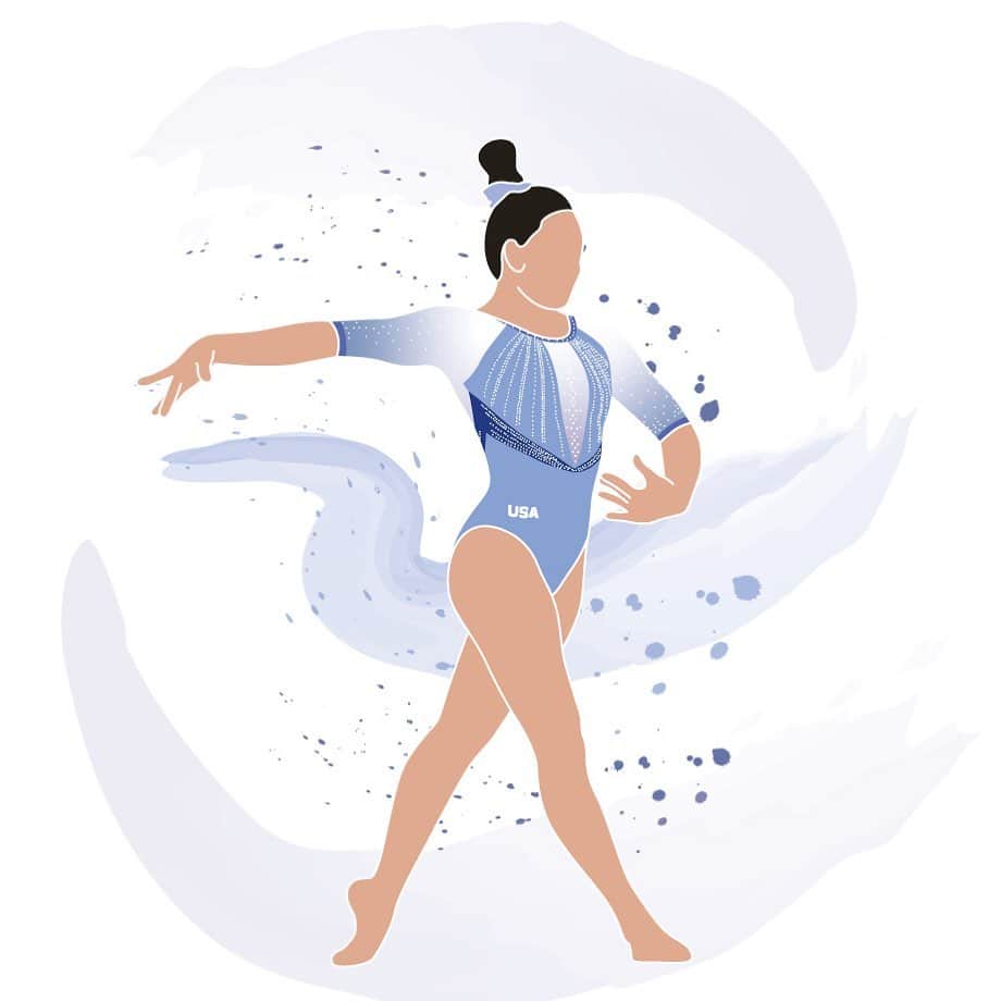 エミリー・チャンさんのインスタグラム写真 - (エミリー・チャンInstagram)「Happy birthday to @sunisalee_ 💙🤍 #gymnastics #usa #illustration」3月9日 19時57分 - flipflytumble