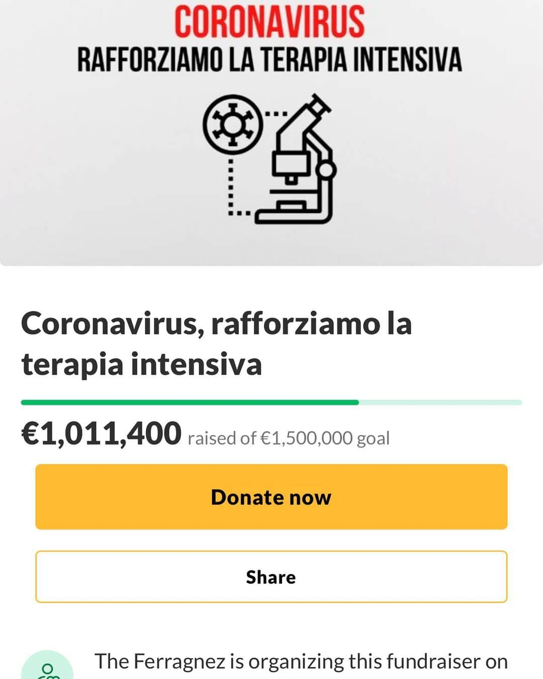 キアラ・フェラーニさんのインスタグラム写真 - (キアラ・フェラーニInstagram)「Over 1 MILLION€ and more than 57.000 donations in 5 hours. This is the power of social media when used in the right way. I’m so proud of you 🙏🏻 Let’s keep donating and making a change (link in bio and stories❤️) Oltre 1 MILIONE di € ed oltre 57.000 donazioni in sole 5 ore. Questo e’il potere dei social media, quando sono usati nel modo giusto. Sono cosi fiera di voi ❤️ Continuiamo a donare e fare la differenza (link in bio e stories🙏🏻)」3月10日 0時08分 - chiaraferragni