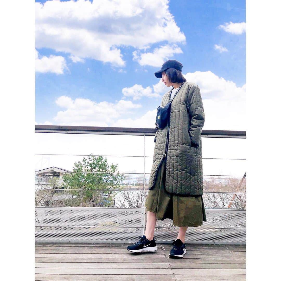 粕谷奈美のインスタグラム：「I hope it stays fine🌟 #ootd#y3#nanouniverse#stussy #nike#markgonzales  #goodnight」