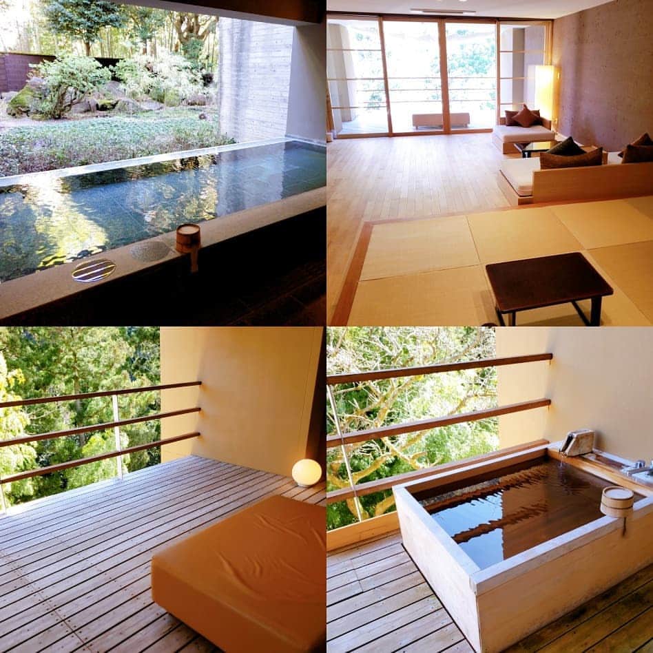 桃瀬えりなのインスタグラム：「ひろーいお部屋嬉しい💜温泉入ってマッサージ受けて、美味しいゴハン最高💗  #trip #gourmet #onsen #follow #followme #箱根 #プチ旅行 #温泉 #露天風呂付き客室 #金の竹 #金の竹塔ノ沢 #空 #グルメ #いいね返し #フォロー返し」