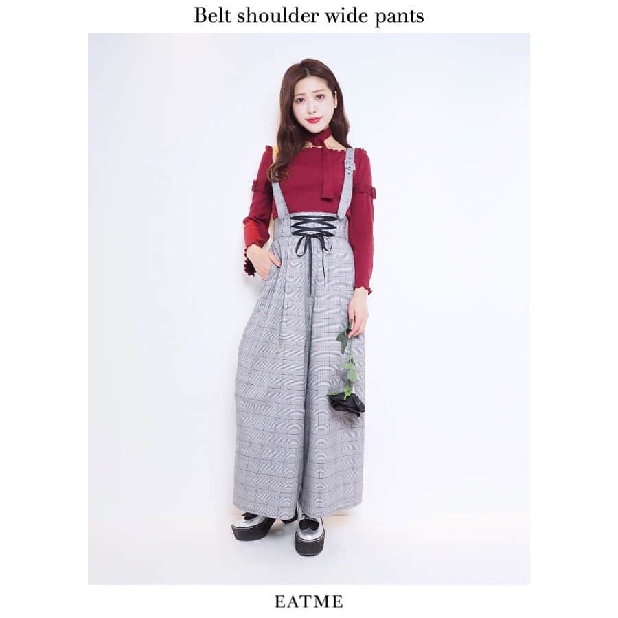 EATMEさんのインスタグラム写真 - (EATMEInstagram)「3.11 update... #EATME #MARCH #NEW #ITEM #COLOR #VARIATION #🎨 パンツ➡︎3.13発売予定 . TOP画面のURLからEATME WEB  STOREをCHECK💁🏻‍♀️ @eatme_japan . ベルトショルダーワイドパンツ（ #PANTS ） ¥12,000（＋tax） COLOR🎨:MIX.BLK.PNK SIZE📐:S.M . #EATME_CODE #eatmejapan #イートミー」3月11日 18時16分 - eatme_japan