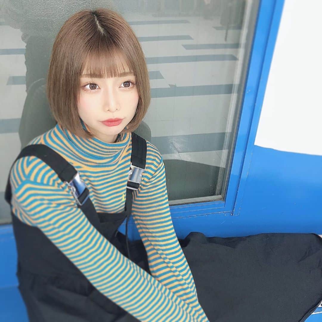 米倉みゆさんのインスタグラム写真 米倉みゆinstagram ぼけ アイドル ジュエティ Jouetie 切りっぱなしボブ 前下がりボブ ショートヘア パッツン前髪 シースルーバング 韓国ファッション 韓国メイク 韓国ヘア オルチャンヘア