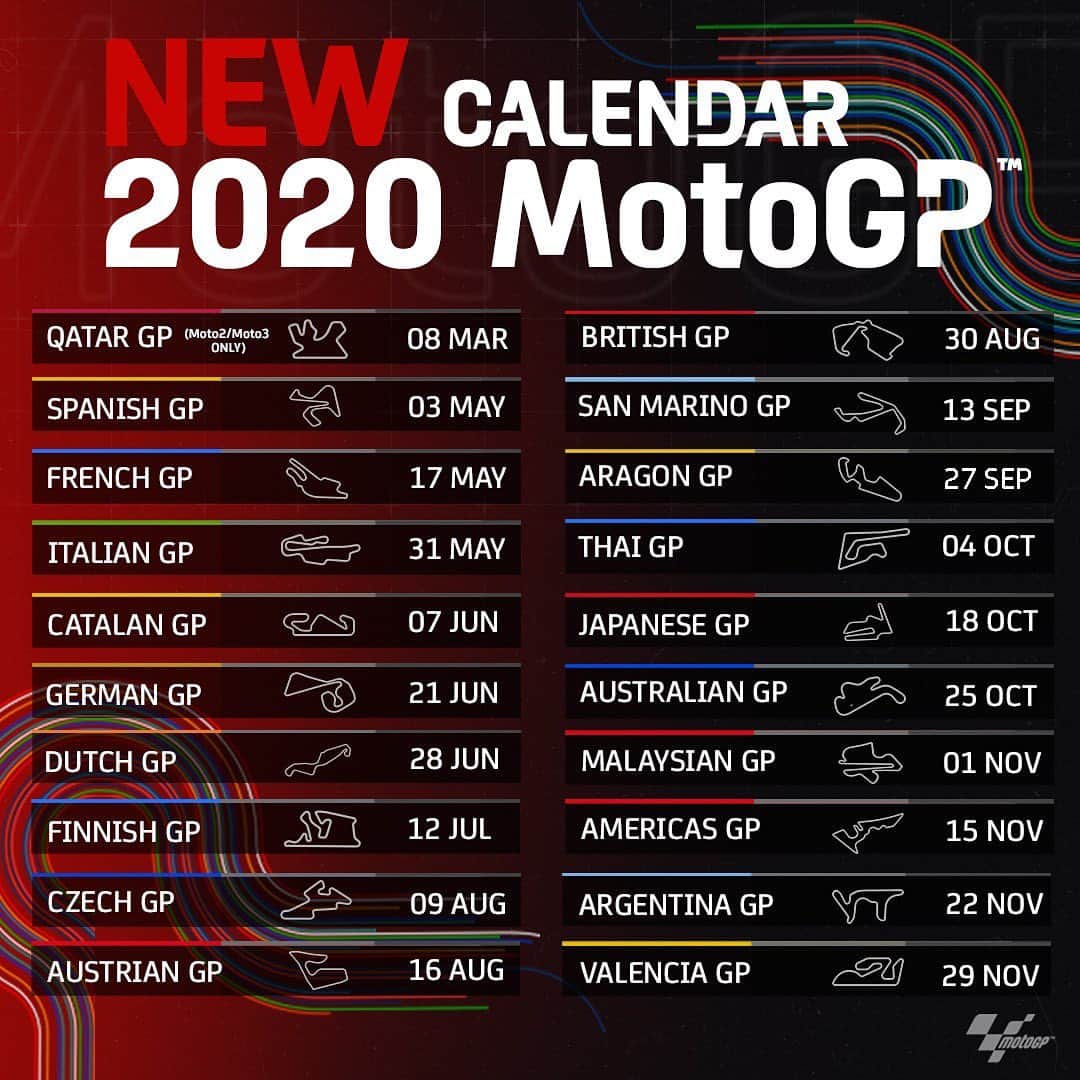 MotoGPさんのインスタグラム写真 - (MotoGPInstagram)「UPDATE: New 2020 #MotoGP calendar 🗓」3月12日 0時35分 - motogp