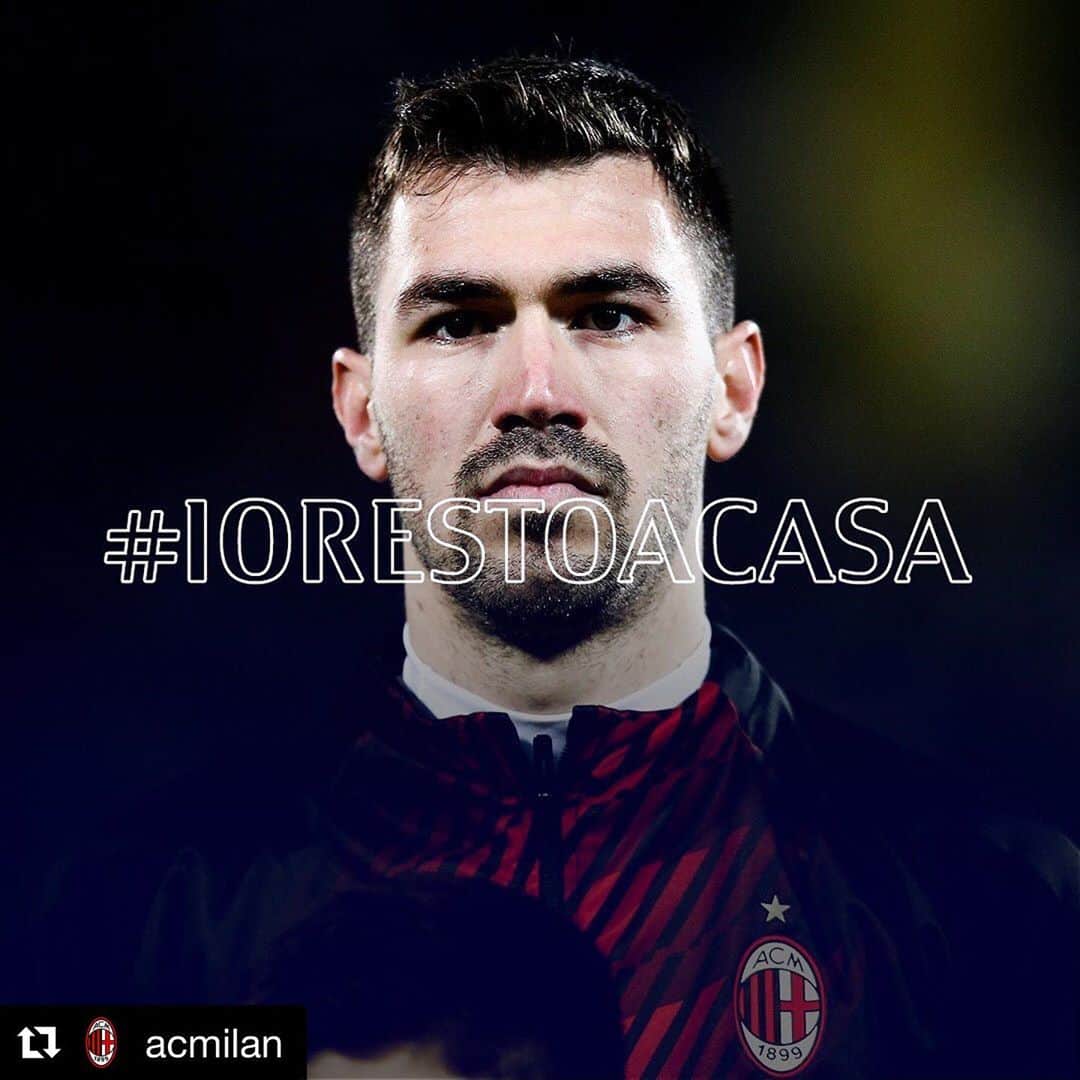 アレッシオ・ロマニョーリのインスタグラム：「#Repost @acmilan ・・・ #iorestoacasa. Facciamo squadra. Tutti. Restiamo a casa e dimostriamo di essere più forti del Covid-19! 🏡 Be one of us, let's team up. Everyone. Let’s prove we are stronger than Covid-19!」