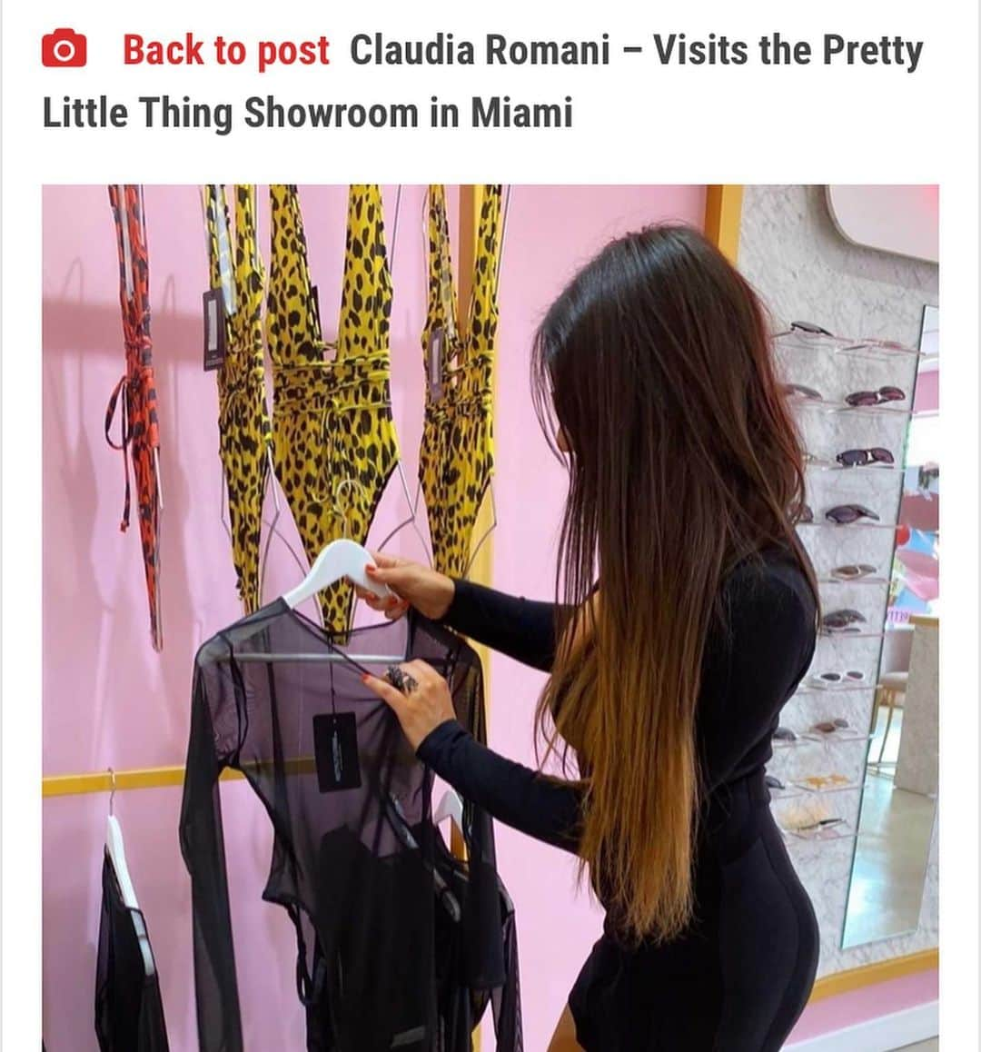 クラウディア・ロマーニさんのインスタグラム写真 - (クラウディア・ロマーニInstagram)「1, 2, 3, 4, 5 or 6? Visiting the @prettylittlething  showroom in Miami .. is like entering a pink world !!! Check out their outfits.. They are  flattering for all shapes and forms !!! Thank you for  having me @prettylittlething 🦄 !!! 📸 :  @chrisvehovec」3月12日 4時10分 - claudia_romani