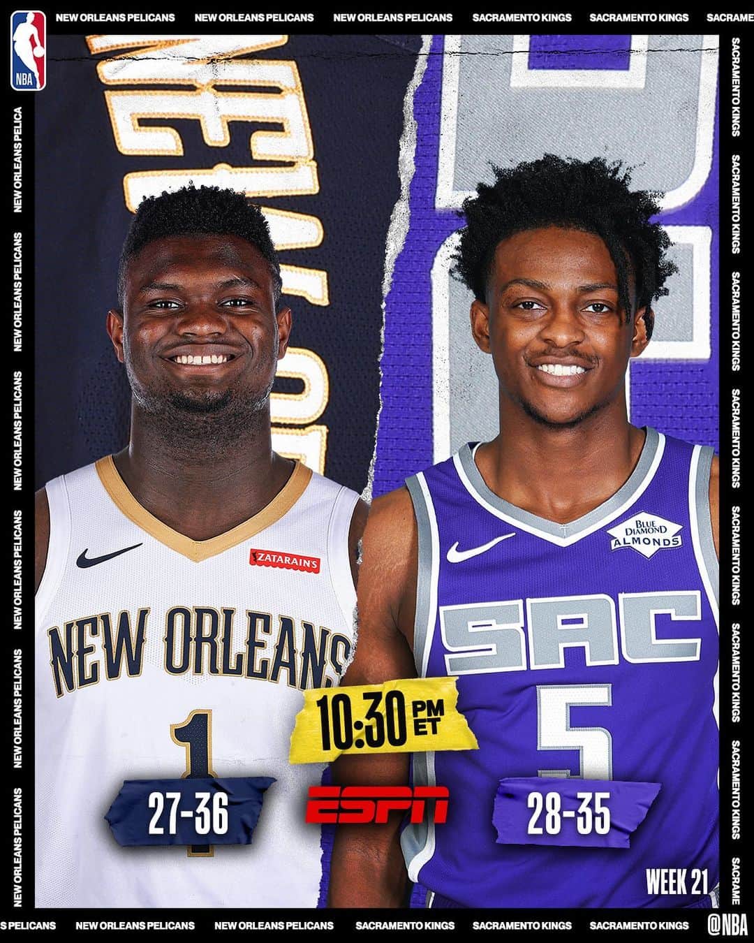 NBAさんのインスタグラム写真 - (NBAInstagram)「👀 how many @zo to @zionwilliamson oops will we see tonight?? . . . 🏀: PELICANS x KINGS ⏰: 10:30pm/et 📺: ESPN」3月12日 7時17分 - nba