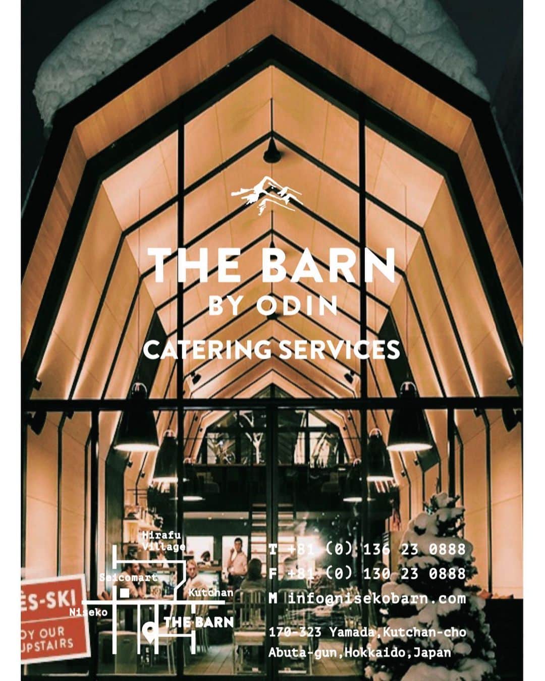 The Barn by Odinのインスタグラム：「✴︎﻿ “Catering our Omotenashi Hospitality “﻿ ﻿ 【The Barn New Service】﻿ Why don’t you try something special in Niseko other than snow? Bring our Omotenashi hospitality to your place.﻿ ﻿ 【Reservation】﻿ Tell : +81-136-23-0888﻿ Email : info@nisekobarn.com﻿ ﻿ #nisekorestaurant#hokkaodo#nisekodining#ski#niseko#hirahu#barn#thebarn#thebarnbyodin#catering#chef#specialdinner」