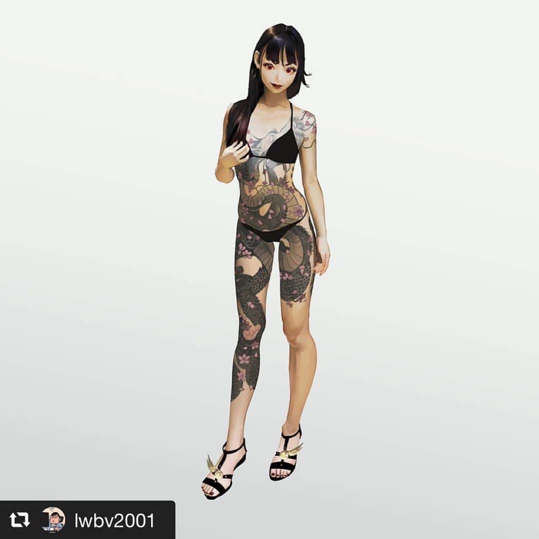 のインスタグラム：「#repost @lwbv2001 via @PhotoAroundApp  #그림 #그림스타그램 #인스타그림 #여자 #일러스트 #drawing #painting #illustration #girl  Wow❤️ Thank you😍  #游姫 #タトゥー #japanesegirl #japanesetattoo #tattoogirl #tattoomodel」