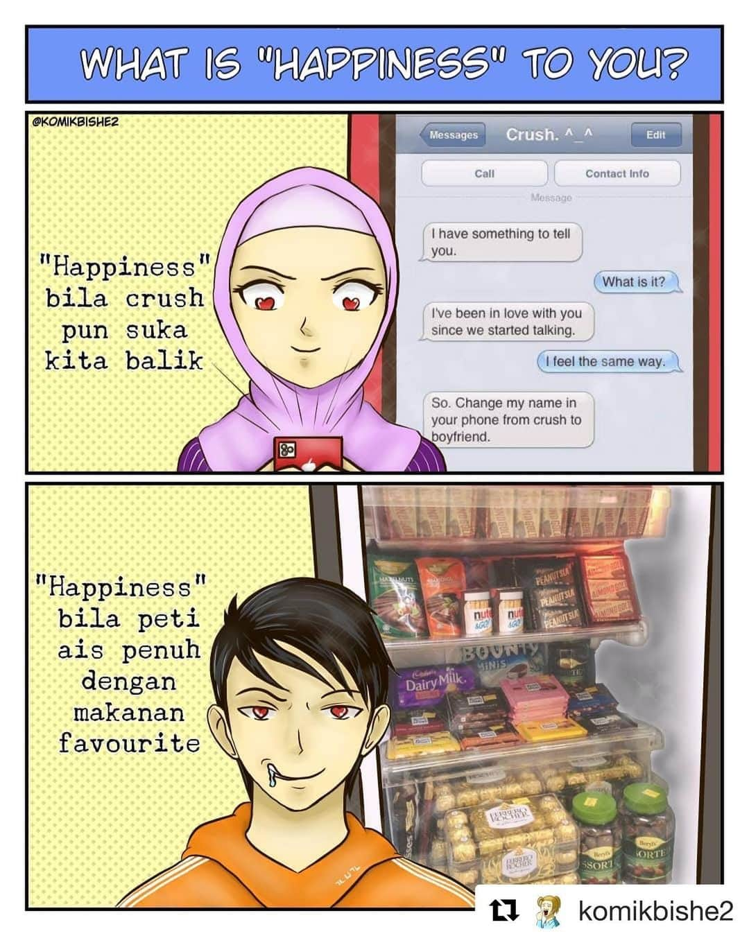 Koleksi Komik Malaysiaさんのインスタグラム写真 - (Koleksi Komik MalaysiaInstagram)「#Repost @komikbishe2 with @get_repost ・・・ "Happiness" ni memang subjektif, tiap orang berbeza2..so what is "happiness" to you? 🤷‍♂️ . Jemput like, share bersama kawan2 dan follow untuk ikuti komik terbaru seterusnya 😁✌ . #komikbishebishe#komikpendek#shortcomic#komikmalaysia#gengkomikdigital#gengkomik#komiklawak#komikmelayu#lawakdeep#koleksikomik#pencurikomik#dailylife#lawakhambar#lawakkeder#mudahterhibur#sukakongsi#medibangpaintpro#officelife#happiness#happinessinlife」3月12日 21時53分 - tokkmungg_exclusive