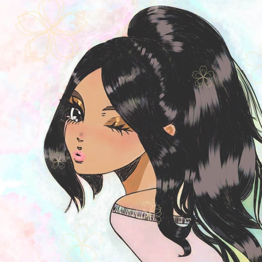 エイミー・ファムのインスタグラム：「🌸🌼 phạm hoa mai 🌼🌸⁣ inspired by @yumedoni ⁣ drawn on @ibispaint__x」