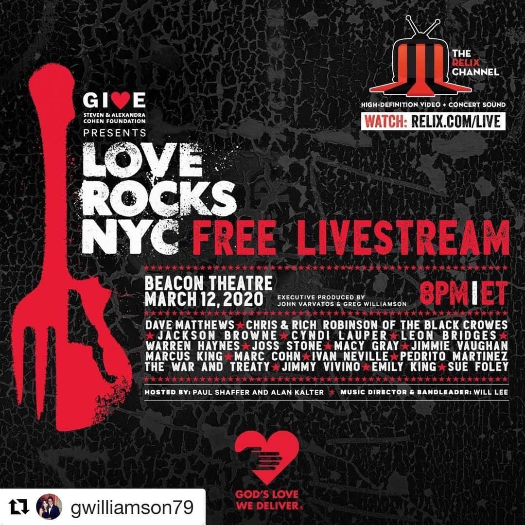 ウィル・リーさんのインスタグラム写真 - (ウィル・リーInstagram)「Watch Love Rocks for free! Please tune in tonight on Relix ! Every artist is showing up for God’s Love We Deliver - LINK IN BIO ! #loverocksnyc」3月13日 7時36分 - unclewilllee