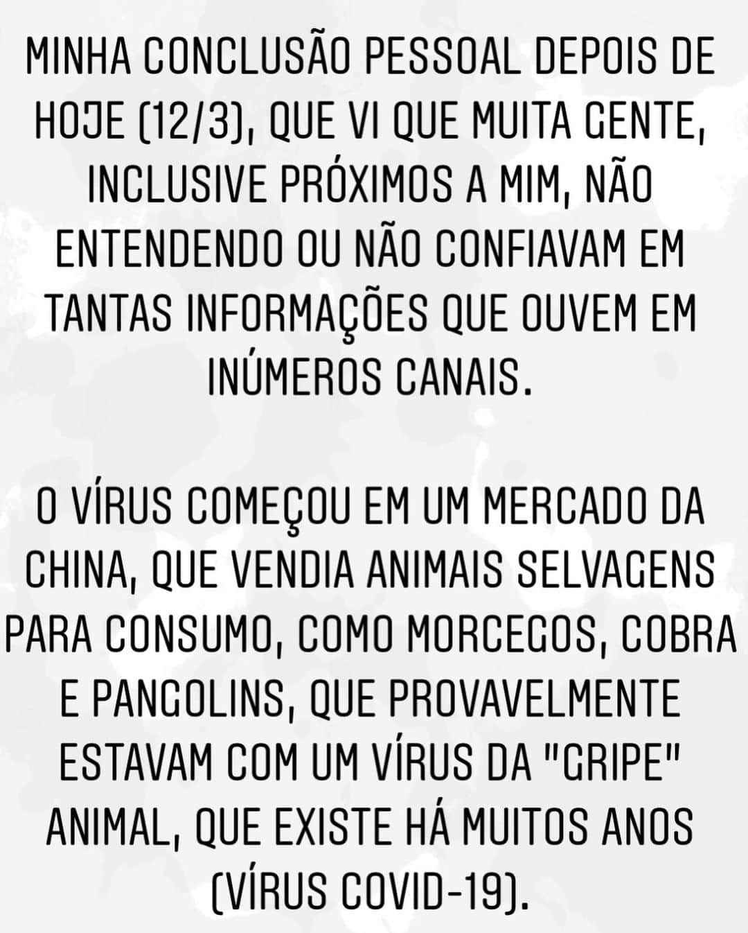 カロリーネ・セリコさんのインスタグラム写真 - (カロリーネ・セリコInstagram)「CORONAVIRUS ☣️ COVID-19 . Não sou médica, nem jornalista. Não sou política, nem economista. . Só estou usando esse canal para informar quem está, talvez, como eu estava: sem entender por MEDO, de tudo que estamos ouvindo ser mentira OU verdade. . Tudo é muito novo, ainda desconhecido. Mas quem mantém a calma e a fé consegue ver a dimensão pelo ângulo do observador. Assim teremos mais ferramentas para tomar as decisões necessárias. . Arraste as fotos e leia o meu resumo dos stories. ☣️ . Errata: * O ministério da saúde ainda está pesquisando se o IBUPROFENO causa melhoras ou pioras! . ** O vírus se espalhou para muitos países também pelos feriados chineses, e por viajantes no mundo inteiro.」3月13日 13時05分 - cacelico