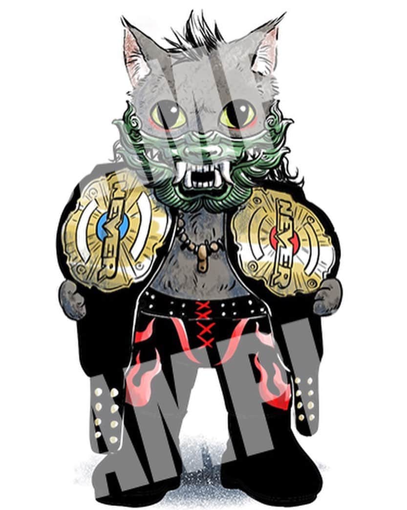 のインスタグラム：「‪鷹木にゃんご...？🐲×😼‬ #njpw」