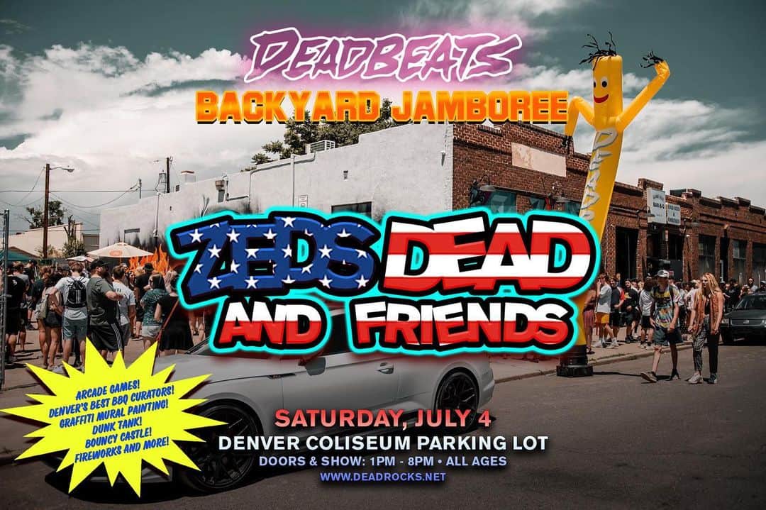 Zeds Deadのインスタグラム：「DEADBEATS BACKYARD JAMBOREE ON SALE NOW!💥🇺🇸🍔🎉 tickets at www.deadrocks.net」