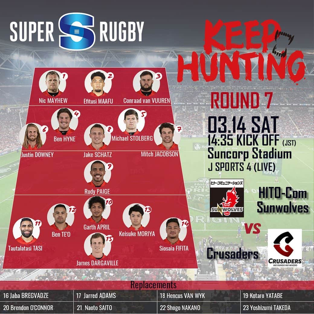 谷田部洸太郎のインスタグラム：「2020.3.14 三菱地所スーパーラグビー2020 ROUND 7 vs Crusaders こうしてラグビーができることが幸せです。 僕らの感謝の気持ちを日本に届けれたらと思います。 応援宜しくお願いします！ #KEEPHUNTING  Take A Swing #チャンスをものにする #過去の実績なんか関係ない #押忍だなぁ #⚔️🤝🐺 #Brisbane #感謝🙏 行きましょー👍」