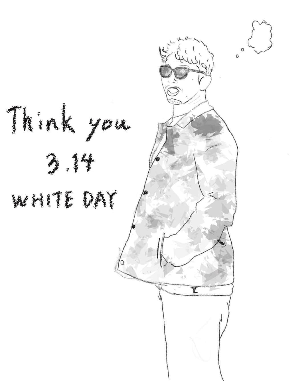 合谷和弘さんのインスタグラム写真 - (合谷和弘Instagram)「今日は WHITE DAY♪  皆さん素敵なホワイトデーを☆  プレゼントを考える稲さん♪ #描いてみた  #whiteday #314」3月14日 11時13分 - kazuhiro_goya