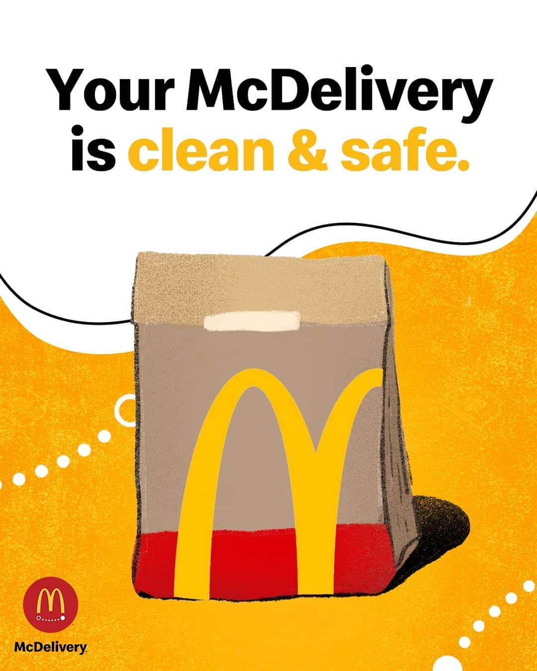 McDonald's Philippinesのインスタグラム：「We are making sure that your McDelivery is clean and safe. So we’re implementing No-Touch Deliveries in select areas and are stepping up our procedures to ensure the cleanliness of our riders and crew. To know more, visit the McDelivery website.」