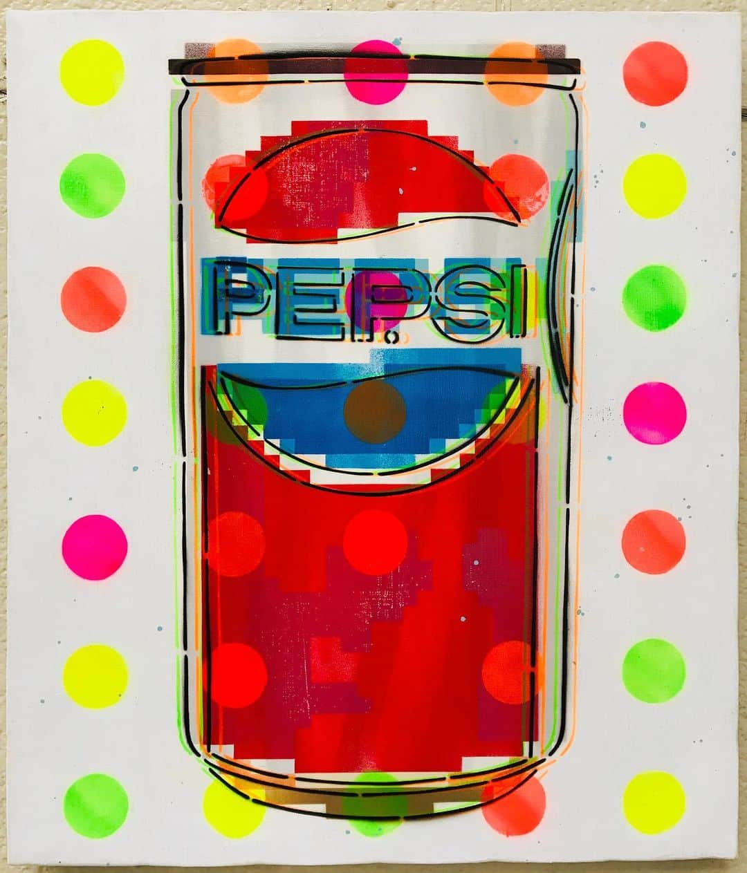 LOOTONEのインスタグラム：「LOOTONE Artwrok 2020 "PEPSI Can" Size : F10(530×455mm)  この作品へのお問い合わせは ガレリア・グラフィカ(銀座)まで。 Contact this artwork www.galleriagrafica.com」