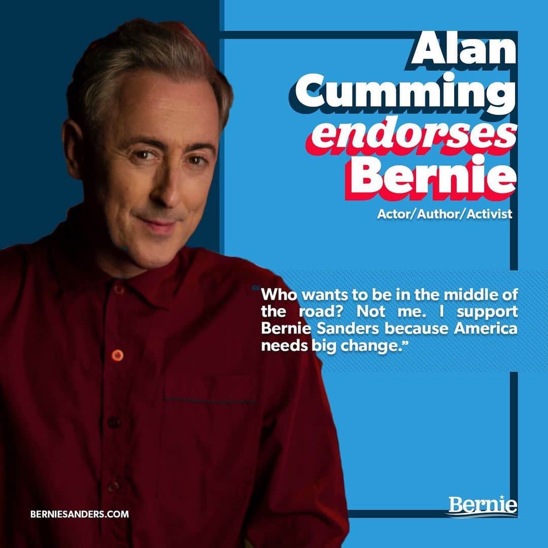 アラン・カミングさんのインスタグラム写真 - (アラン・カミングInstagram)「I’m for Bernie.」3月17日 7時38分 - alancummingreally