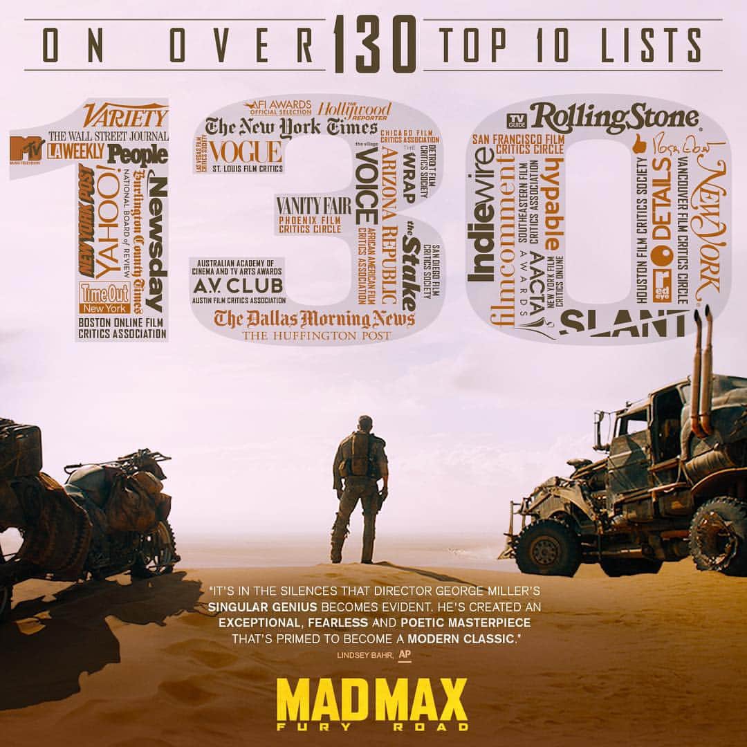 マッドマックスさんのインスタグラム写真 - (マッドマックスInstagram)「Witness! 130 top 10 lists and counting. #MadMax」1月5日 10時57分 - madmaxsaga