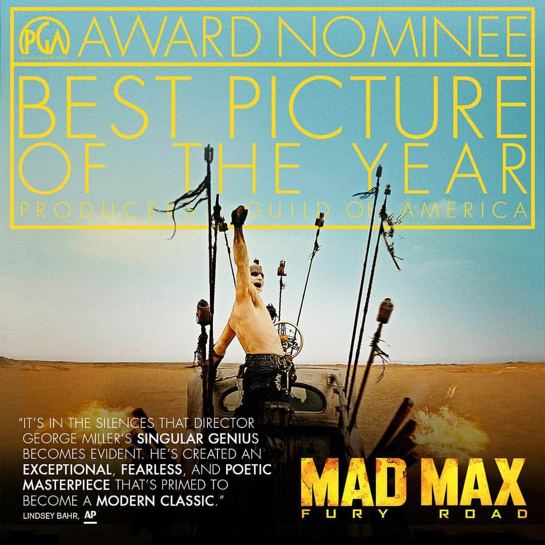 マッドマックスのインスタグラム：「Huge congrats to Doug Mitchell and George Miller on their #PGAAwards nomination! #MadMax」