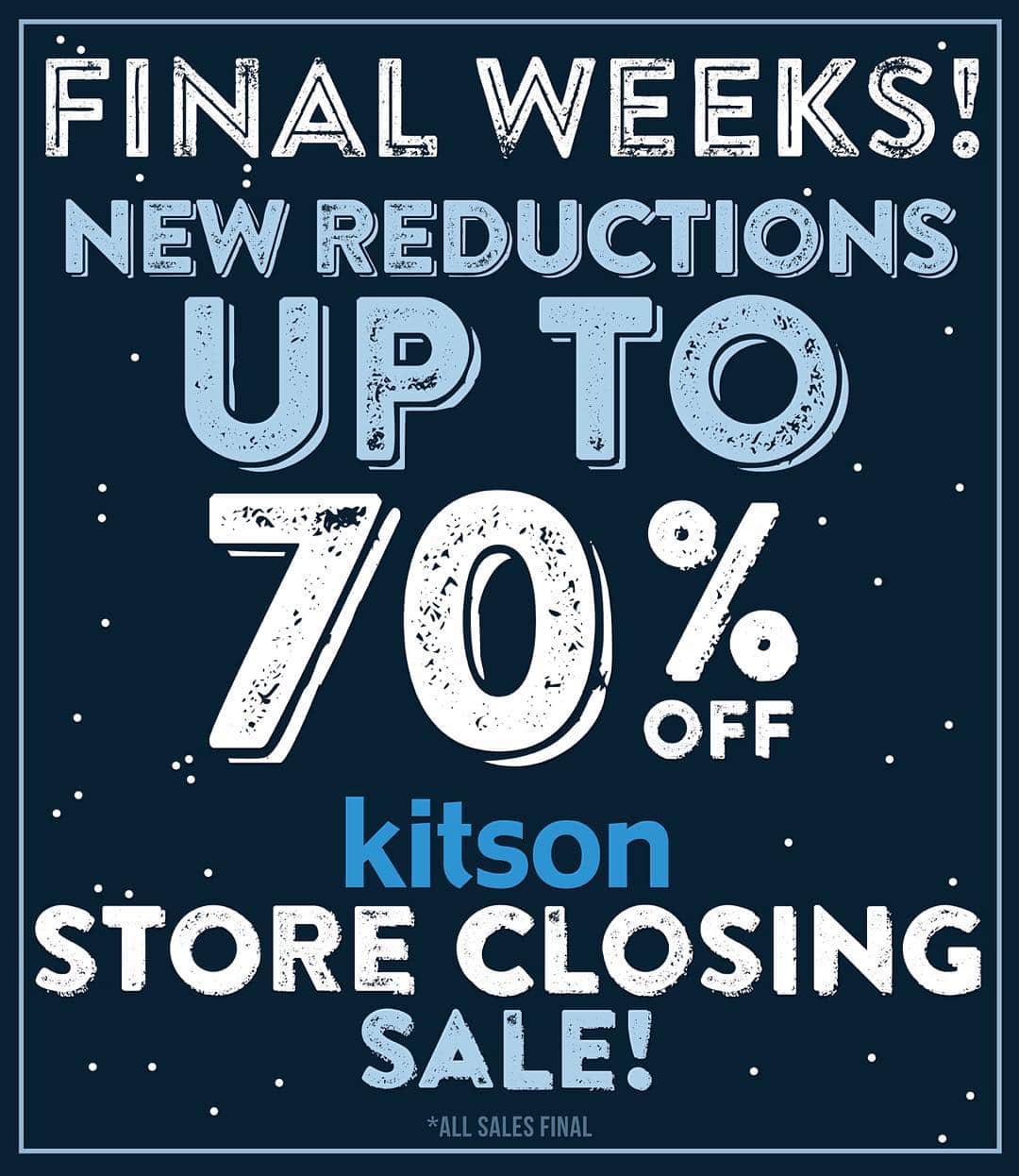 キットソンのインスタグラム：「It's now or never! Everything in-store up to 70% Off!」