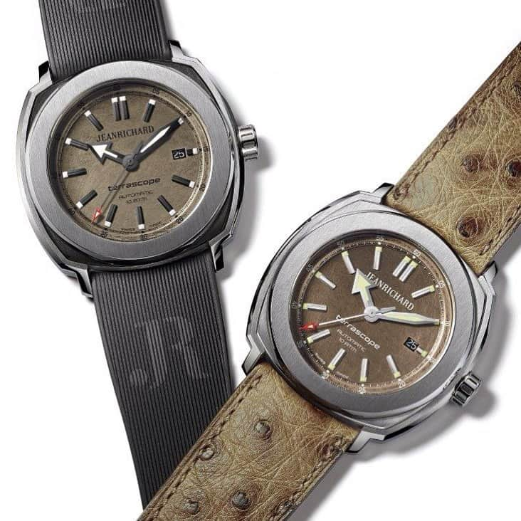 ジャンリシャールのインスタグラム：「Because adventure doesn't stop, JEANRICHARD proposes companions for urban, sporting or elegant journeys, such as these #Terrascope with a brushed bronze dial #watchoftheday #wotd #watches #watchporn #watchnerd #steel #philosophyoflife 」