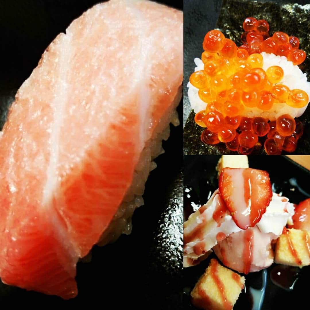 星野ナミのインスタグラム：「 贅沢しちゃいました🍣✨お口の中がファボ祭りや～❤ #otoro  #イクラ  #イチゴ #🍣 #ナミ摩呂」