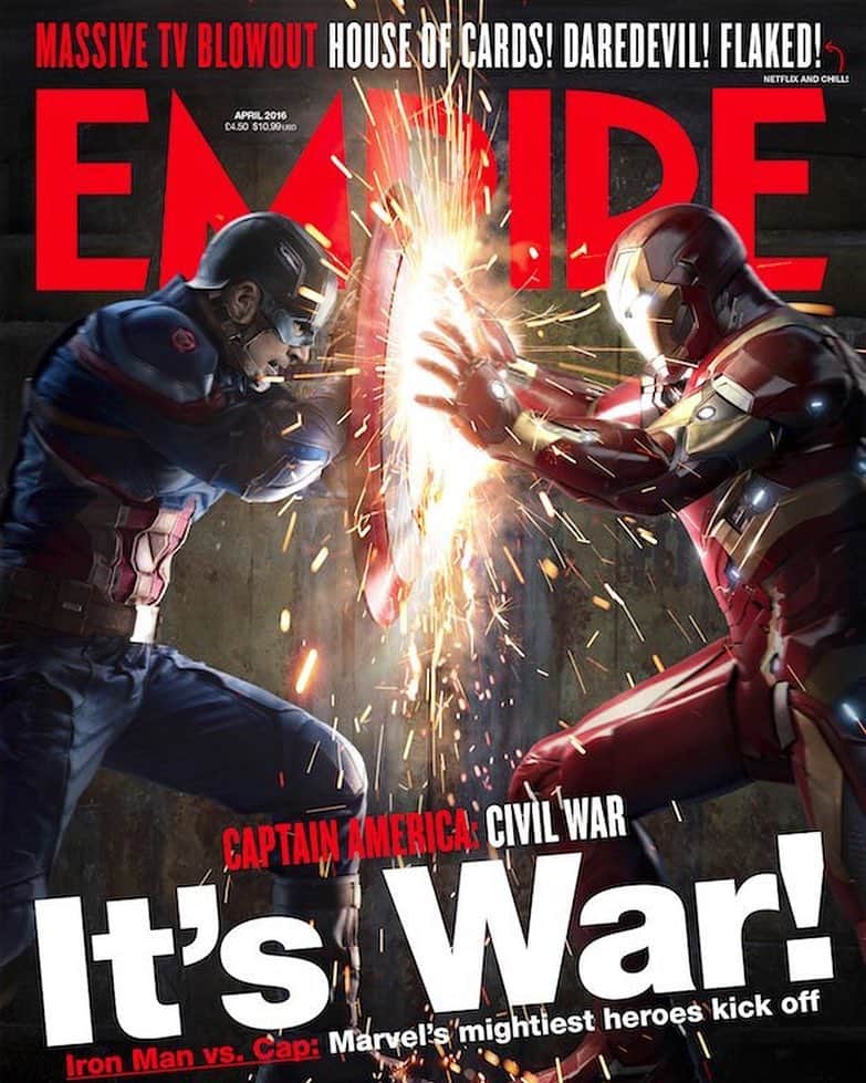 アベンジャーズのインスタグラム：「Which side of the official #CaptainAmericaCivilWar @EmpireMagazine cover do you stand on? #TeamCap #TeamIronMan」