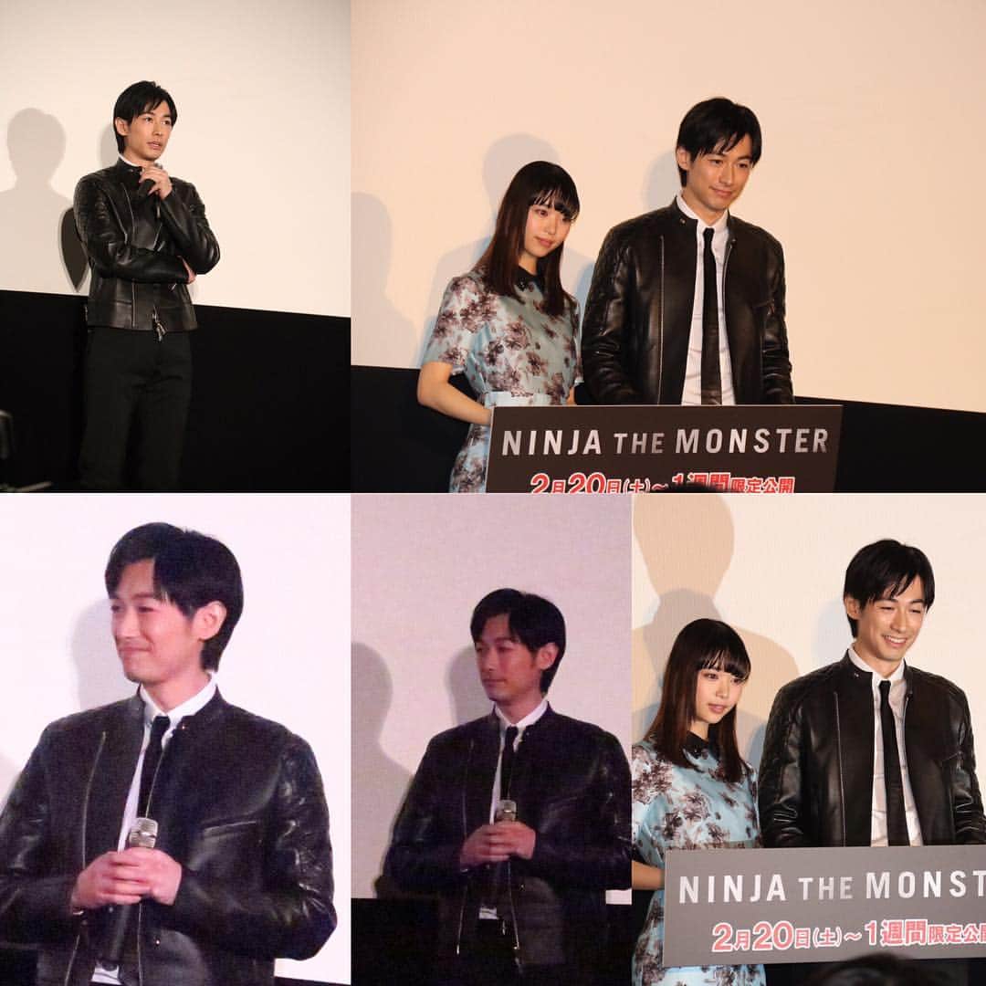 黒帯さんさんのインスタグラム写真 - (黒帯さんInstagram)「姫を守る忍にディーンフジオカ主演映画『NINJA THE MONSTER』 本日は、『NINJA THE MONSTER』の先行上映会にプレスとして訪れました。  #ninnin #にんにん  #ninja  ディーン・フジオカさんが 主演を務める映画「NINJA THE MONSTER」('15年)は、 2/20土より先行公開(1週間限定)され  舞台挨拶に  主演のディーンフジオカさんと  奥川葵さんが登壇され ユーモアあふれる ディーンフジオカさんのトークもさえて 終始ほのぼのとしたイベントでした  監督は、黒帯さん^ ^が5年くらいまえから  ショートフィルムの会場で  追いかけております笑  落合賢監督  ますますのご活躍で、黒帯さん^ ^応援しておりますm(__)m  カナダのファンタジア国際映画祭でのワールドプレミアを皮切りに、ことし3月末に開催される世界三大ファンタスティック映画祭の一つ、ブリュッセル・ファンタスティック国際映画祭への正式出品も決定していて、海外での反響も高まってきているそうですが そんな中大ブレイク中のディーンフジオカさんが主演と言う注目度から国内でも早く観たい！との問い合わせがあり、急遽2/20から 『NINJA THE MONSTER』が限定会場にて封切りされることになったそうです。  この作品は、「忍者禁止令」が敷かれた時代を舞台に、素性を隠した忍・伝蔵(ディーン)が、江戸を目指して旅する長野藩主の娘・幸姫(森川葵)を守り抜こうとする姿を描いたエンターテインメント時代劇。道中、突如現れた得体の知れない“もののけ”に人々がおびえる中、伝蔵は常に冷静に周りを見詰め、幸姫を守ることに尽力するそうで  ディーンさんの優しいまなざしで演じられす様子が見る前から想像できちゃいますね笑  是非みなさんも映画館でチェックしてみてくださいね 【HP】ninja-monster.jp/  #kenochiai」2月18日 20時55分 - shin_kuroobisan