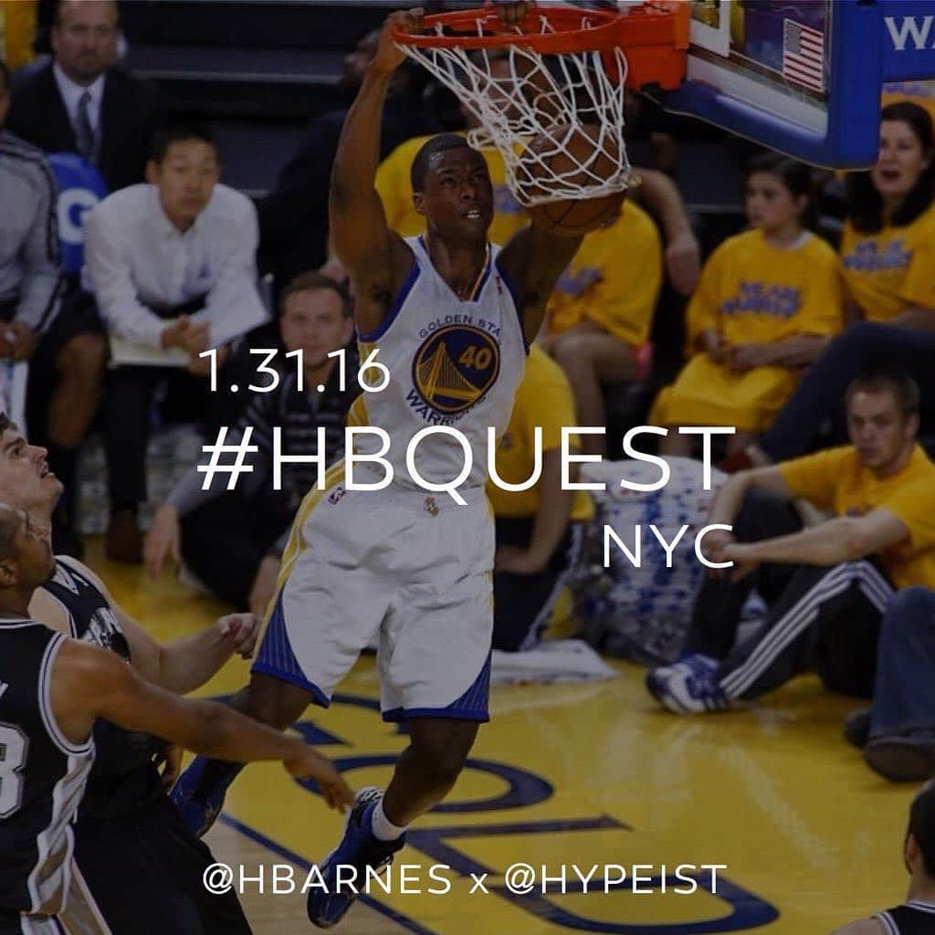 ハリソン・バーンズさんのインスタグラム写真 - (ハリソン・バーンズInstagram)「#HBQuest is headed to NYC!! Giving away tickets to tomorrow's game and other prizes. Tag your friends in New York!! (Registration Link in bio) cc @hypeist」1月31日 2時33分 - hbarnes