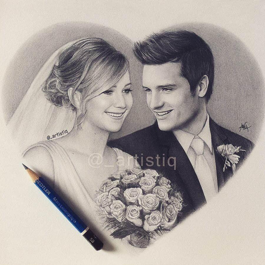 Casさんのインスタグラム写真 - (CasInstagram)「Repost of my Joshifer drawing. Happy Valentine's Day everyone! ❤️🌹」2月15日 3時03分 - _artistiq_art