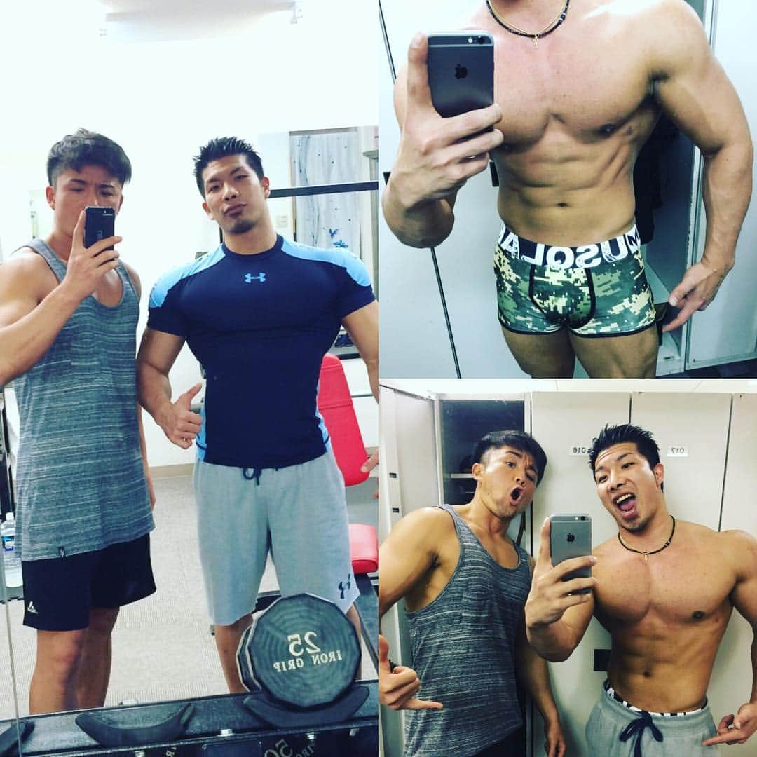 大山大輔さんのインスタグラム写真 - (大山大輔Instagram)「ヒロキとミッドプレス初台で胸と肩トレ❗️❗️ もちろん、YouTube撮影も兼ねて^_−☆ いつも通り、お互いに潰し合うっていう感じだよね♪( ´θ｀)ノ  最近、絞りがなかなかイイ感じだよwww  そして、6/4のNY大会に出場が決定致しました(⌒▽⌒) 5月のBlaze openの勢いそのままにNY大会も優勝をさっさらってきます(^з^)-☆ 皆さん、応援よろしくお願いします。笑  #コラボ動画 #ミッドプレス初台 #胸と肩トレ #追い込んだ #大山大輔 #フィジーク日本チャンピオン #フィジーク #筋トレYouTube #NPCJ #筋肉 #肉体美 #パーソナルトレーナー #腹筋 #6パック#ダイエット #ボディメイク #沖縄出身 #東京住み #mensphisque #diet #bodymake #Personaltrainer #phispuecompetitor #lovefitness #mylife #dofitness @hiroki_tsukamoto_fit  ヒロキのInstagramもフォローよろしくお願いします（≧∇≦）」3月7日 17時08分 - weggy_fitness0704