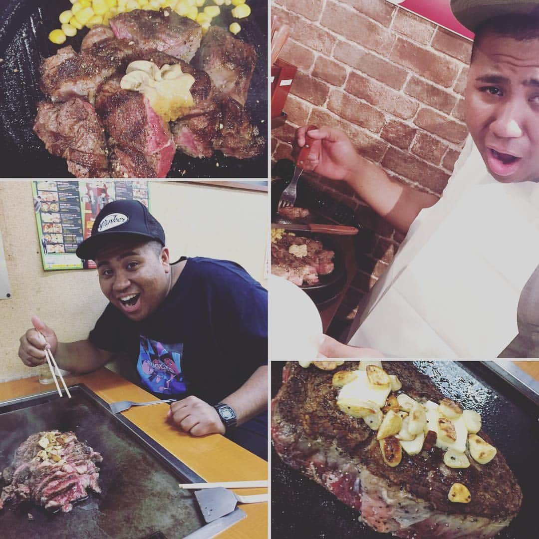 アントニーのインスタグラム：「ステーキライフ！！！ #ステーキ #いきなりステーキ #大木屋 #やはりステーキを食べるとアメリカ人の血が騒ぐ #幸せ #実家は寿司屋だけどねー」