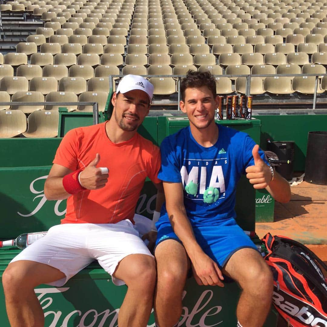 ドミニク・ティエムさんのインスタグラム写真 - (ドミニク・ティエムInstagram)「#montecarlo #2016 #claycourt #practice #with #a #legend @fabiofogna #adidas #babolat #bamos」4月9日 0時51分 - domithiem